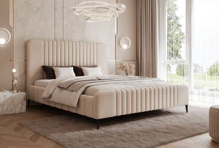 ŁÓŻKO TAPICEROWANE PAROS VII 200X200 WYSOKIE NOGI W TKANINIE DREAM VELVET 202.03