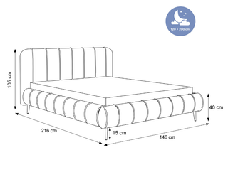 ŁÓŻKO TAPICEROWANE Paros XI WYSOKIE NOGI