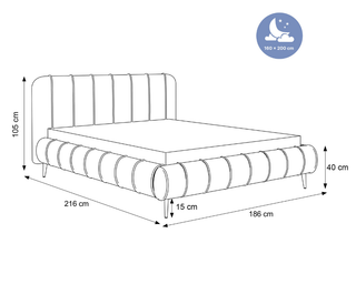 ŁÓŻKO TAPICEROWANE Paros XI WYSOKIE NOGI