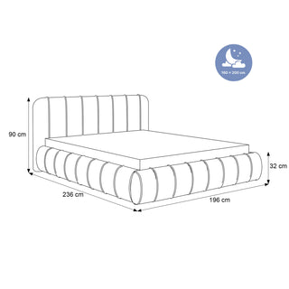 ŁÓŻKO TAPICEROWANE PAROS XI W TKANINIE VELUTTO 02 ŚLIZGI