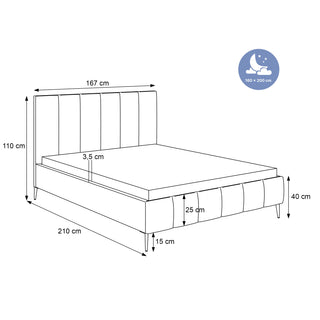 ŁÓŻKO TAPICEROWANE PAROS V W TKANINIE VELUTTO 20 WYSOKIE NOGI