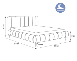 ŁÓŻKO TAPICEROWANE Paros XI WYSOKIE NOGI